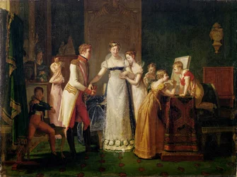 Marie-Louise (1791-1847) von Österreich verabschiedet sich von ihrer Familie in Wien, 13. März 1810, 1812